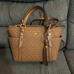 Michael Kors Tan Satchel with Gold Accents